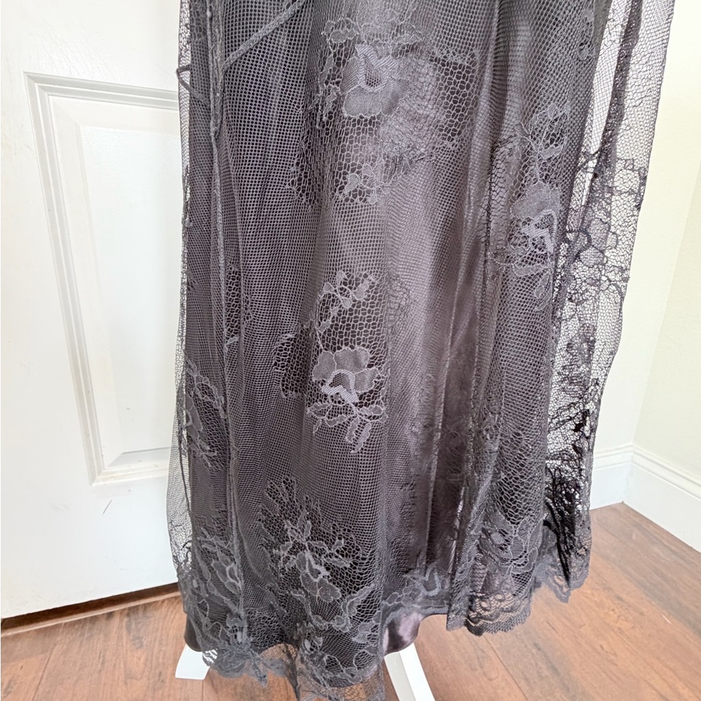 Vtg Max Studio 90s Whimsigoth Black Mesh Maxi Dress - Size M - Picture 11 of 16